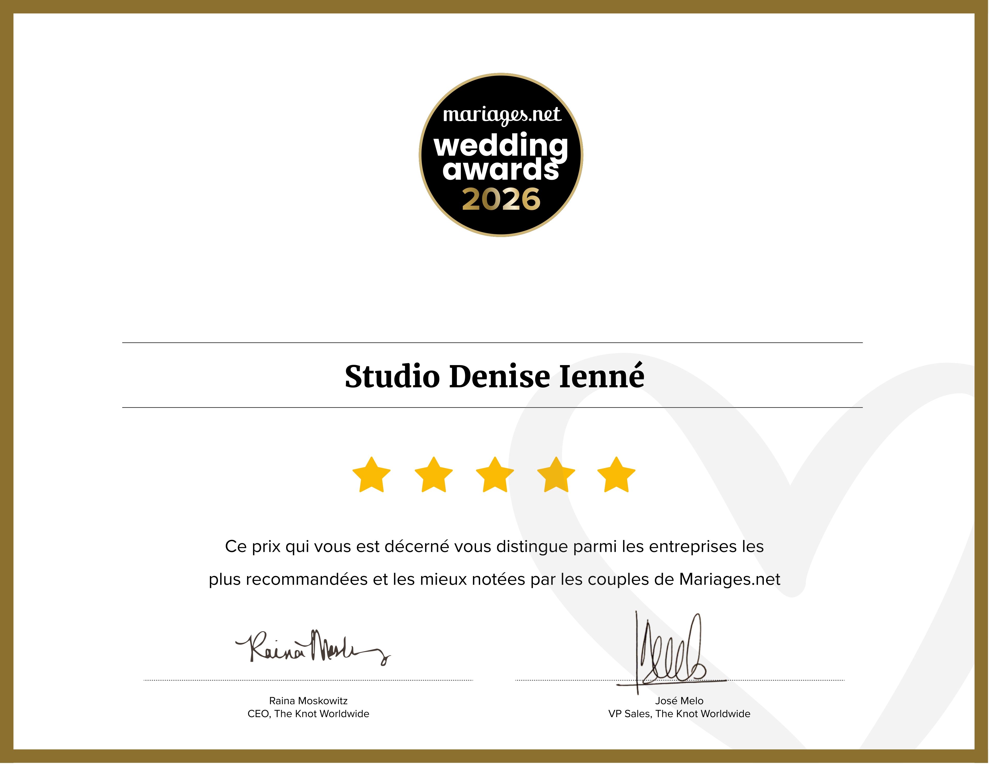 Studio Denise Ienné Wedding Photo Awards
